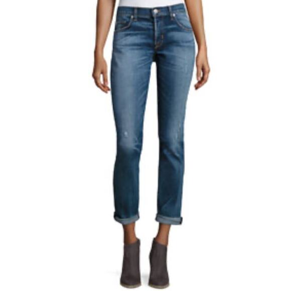 Hudson Womens Midrise Cotton Stretch Riley Relaxed Straight Jeans Sz 26 Blue NWT - Picture 1 of 7